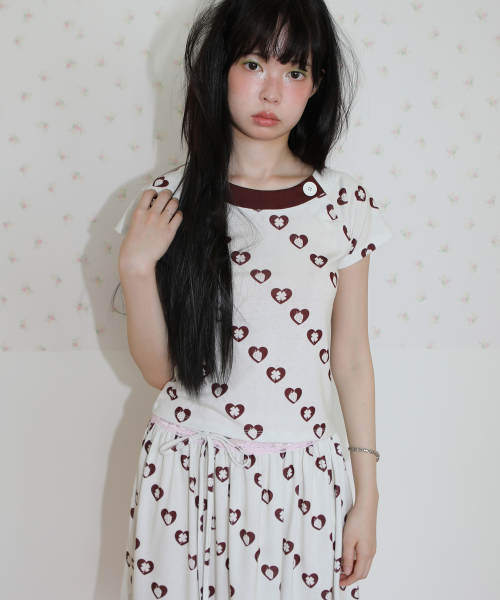 NOFFICIALNOFFICE(ノフィシャルノフィス)の「ハートベリーボタントップ アイボリー(Tシャツ/カットソー・レディース・その他・FREE)」の1枚目の写真