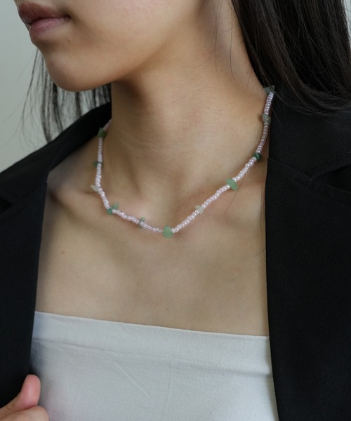 Kotoe(コトエ)の「【UNISEX】 ストーン調 ガラスビーズチョーカー(チョーカー・レディース・ピンク/グリーン/ストーン/パープル/マルチ/ブラウン/ブラック・FREE)」の10枚目の写真
