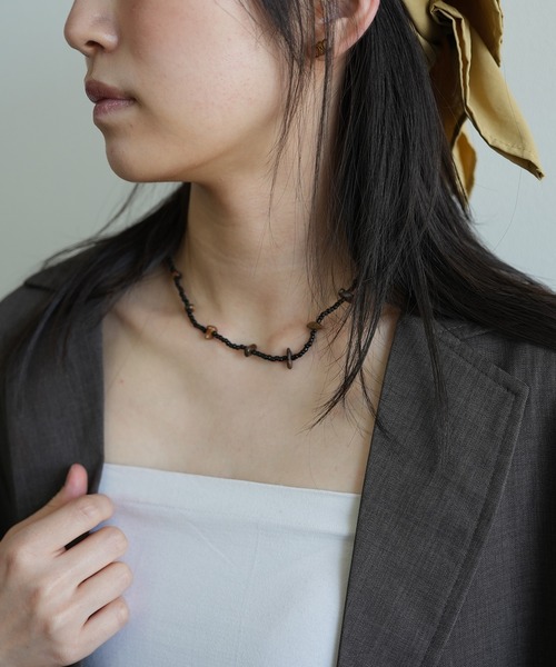 Kotoe(コトエ)の「【UNISEX】 ストーン調 ガラスビーズチョーカー(チョーカー・レディース・ピンク/グリーン/ストーン/パープル/マルチ/ブラウン/ブラック・FREE)」の13枚目の写真