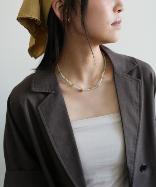 Kotoe(コトエ)の「【UNISEX】 ストーン調 ガラスビーズチョーカー(チョーカー・レディース・ピンク/グリーン/ストーン/パープル/マルチ/ブラウン/ブラック・FREE)」の17枚目の写真