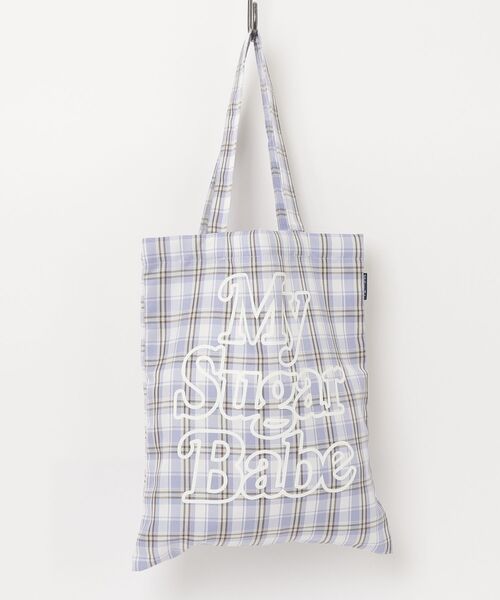My sugar Babe（マイシュガーベイブ）の「check tote bag（トートバッグ・メンズ・ブルー系/ピンク/グリーン・フリー）」の3枚目の写真