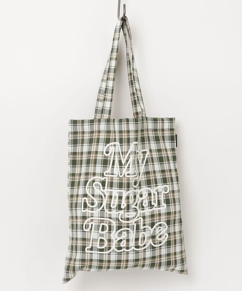 My sugar Babe（マイシュガーベイブ）の「check tote bag（トートバッグ・メンズ・ブルー系/ピンク/グリーン・フリー）」の2枚目の写真