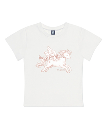 ベイビーポニー印刷スリムフィット半袖Tシャツアイボリー