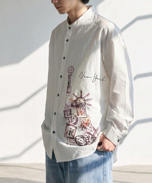 antiqua(アンティカ)の「アートプリント シャツ(シャツ/ブラウス・レディース・ホワイト/ブラック・ONESIZE)」の10枚目の写真
