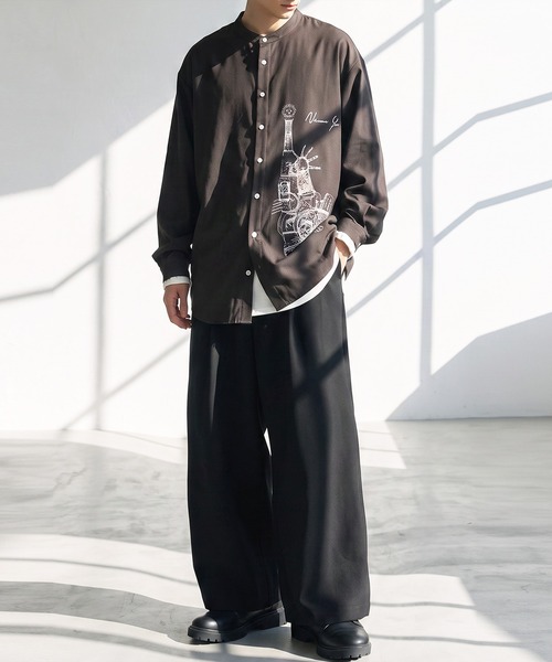 antiqua(アンティカ)の「アートプリント シャツ(シャツ/ブラウス・レディース・ホワイト/ブラック・ONESIZE)」の5枚目の写真
