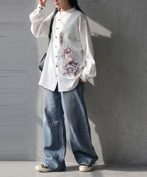 antiqua(アンティカ)の「アートプリント シャツ(シャツ/ブラウス・レディース・ホワイト/ブラック・ONESIZE)」の12枚目の写真
