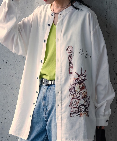 antiqua(アンティカ)の「アートプリント シャツ(シャツ/ブラウス・レディース・ホワイト/ブラック・ONESIZE)」の16枚目の写真
