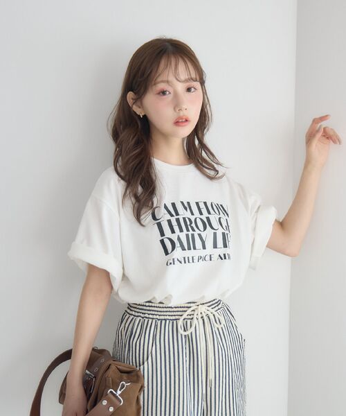 RETRO GIRL(レトロガール)の「クラックプリントBIGTシャツ(Tシャツ/カットソー・レディース・オフホワイト/チャコールグレー/ブラウン・FREE)」の9枚目の写真