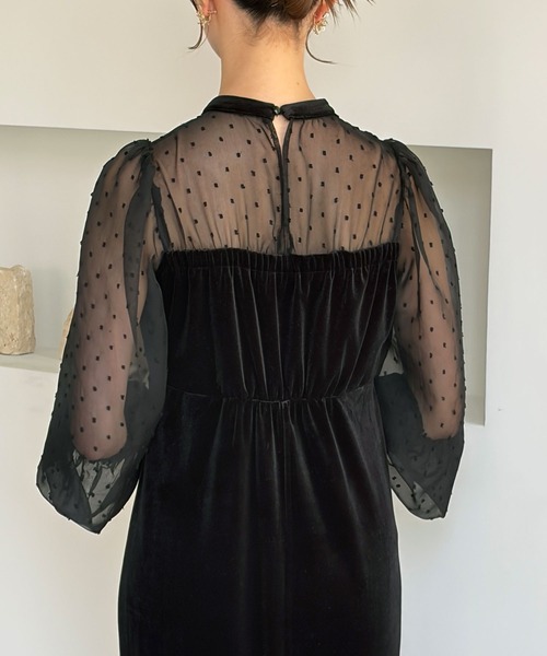 GeeRA(ジーラ)の「シアー&リボンデザインベロアワンピース(ドレス・レディース・ブラック系その他/ブラック・X-LARGE/LARGE/MEDIUM)」の11枚目の写真