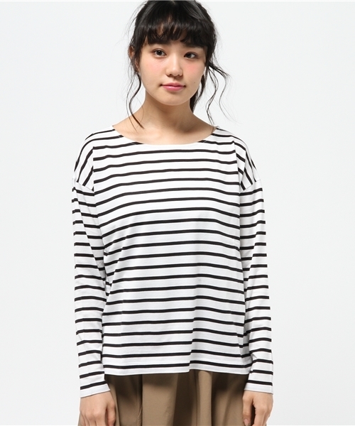 URBAN RESEARCH(アーバンリサーチ)の「UR ペルビアンボートネックプルオーバー(Tシャツ/カットソー・レディース・ホワイト/ホワイト系その他/ネイビー/ラベンダー・FREE)」の7枚目の写真