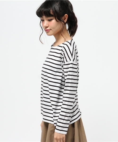 URBAN RESEARCH(アーバンリサーチ)の「UR ペルビアンボートネックプルオーバー(Tシャツ/カットソー・レディース・ホワイト/ホワイト系その他/ネイビー/ラベンダー・FREE)」の8枚目の写真