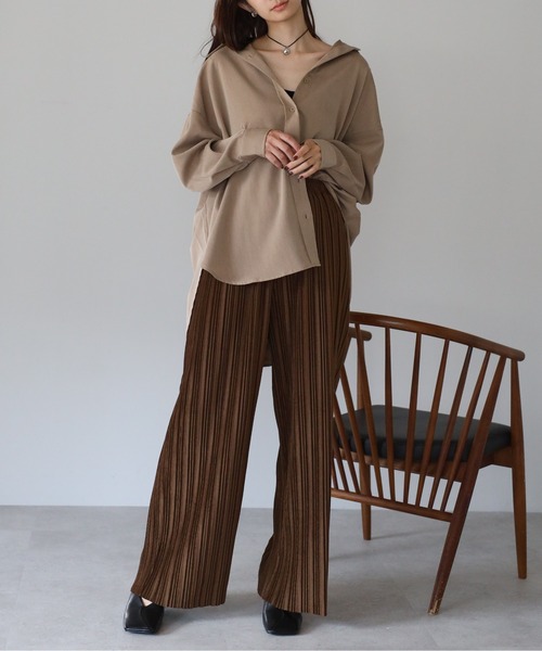 amini(アミニ)の「セルフカットベロア風プリーツパンツ(その他パンツ・レディース・ブラック/ブラウン/チャコールグレー・MEDIUM)」の10枚目の写真