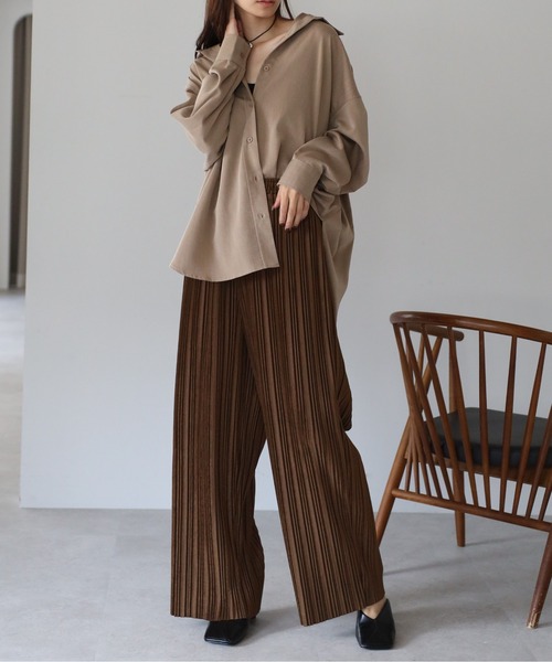 amini(アミニ)の「セルフカットベロア風プリーツパンツ(その他パンツ・レディース・ブラック/ブラウン/チャコールグレー・MEDIUM)」の11枚目の写真