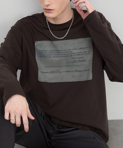 CIYOT(シヨウト)の「【CIYOT】アートグラフィック オーバーサイズ クルーネックロンT(Tシャツ/カットソー・メンズ・ホワイト系/モスグリーン/スミクロ/ダークブラウン系/ホワイト・L/S/M)」の4枚目の写真
