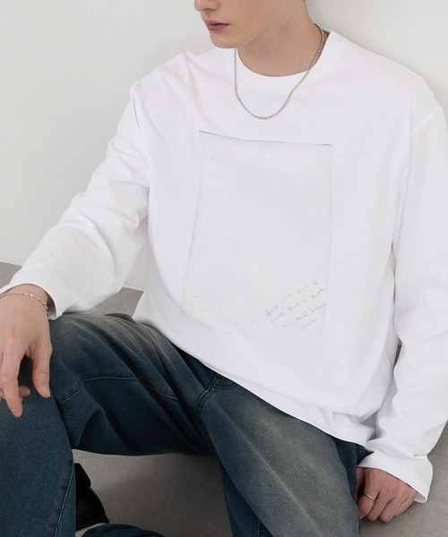 CIYOT(シヨウト)の「【CIYOT】アートグラフィック オーバーサイズ クルーネックロンT(Tシャツ/カットソー・メンズ・ホワイト系/モスグリーン/スミクロ/ダークブラウン系/ホワイト・L/S/M)」の1枚目の写真