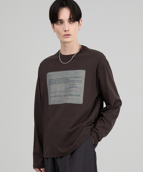 CIYOT(シヨウト)の「【CIYOT】アートグラフィック オーバーサイズ クルーネックロンT(Tシャツ/カットソー・メンズ・ホワイト系/モスグリーン/スミクロ/ダークブラウン系/ホワイト・L/S/M)」の8枚目の写真