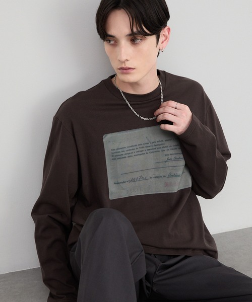 CIYOT(シヨウト)の「【CIYOT】アートグラフィック オーバーサイズ クルーネックロンT(Tシャツ/カットソー・メンズ・ホワイト系/モスグリーン/スミクロ/ダークブラウン系/ホワイト・L/S/M)」の9枚目の写真
