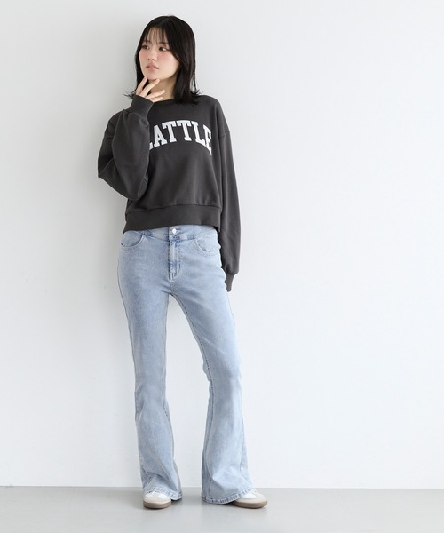 coca（coca）（コカ）の「ユース　デニムハイウエストフレアパンツ（デニムパンツ・レディース・ブラック/ライトブルー・L/M/S）」の3枚目の写真