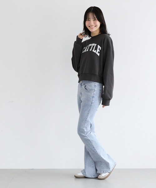 coca（coca）（コカ）の「ユース　デニムハイウエストフレアパンツ（デニムパンツ・レディース・ブラック/ライトブルー・L/M/S）」の4枚目の写真