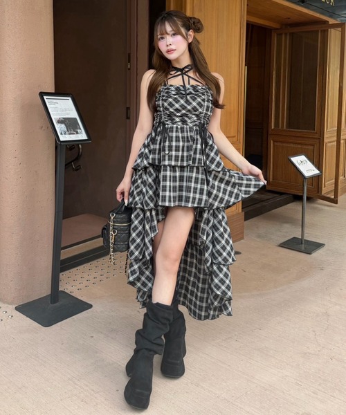 one after another NICE CLAUP(ワンアフターアナザーナイスクラップ)の「アシメティアードロングワンピース(ワンピース・レディース・ブラック系その他/ブラウン系その他/ベージュ・FREE)」の2枚目の写真