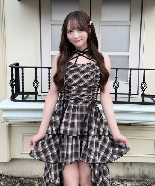 one after another NICE CLAUP(ワンアフターアナザーナイスクラップ)の「アシメティアードロングワンピース(ワンピース・レディース・ブラック系その他/ブラウン系その他/ベージュ・FREE)」の1枚目の写真