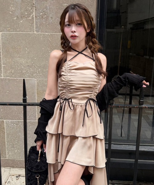 one after another NICE CLAUP(ワンアフターアナザーナイスクラップ)の「アシメティアードロングワンピース(ワンピース・レディース・ブラック系その他/ブラウン系その他/ベージュ・FREE)」の14枚目の写真