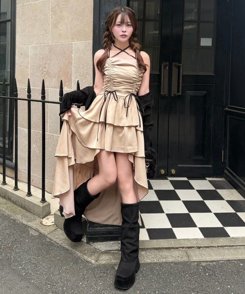 one after another NICE CLAUP(ワンアフターアナザーナイスクラップ)の「アシメティアードロングワンピース(ワンピース・レディース・ブラック系その他/ブラウン系その他/ベージュ・FREE)」の11枚目の写真