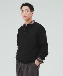 アルパカ混 ヘンリーネック ニット