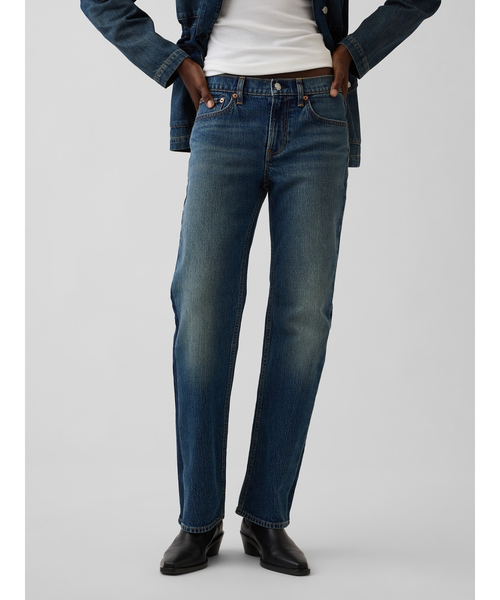 GAP（ギャップ）の「ミッドライズ リラックスフィット ストレートデニム（デニムパンツ・レディース・ダークインディゴブルー・30/29/28/27/26/25/24/23）」の9枚目の写真