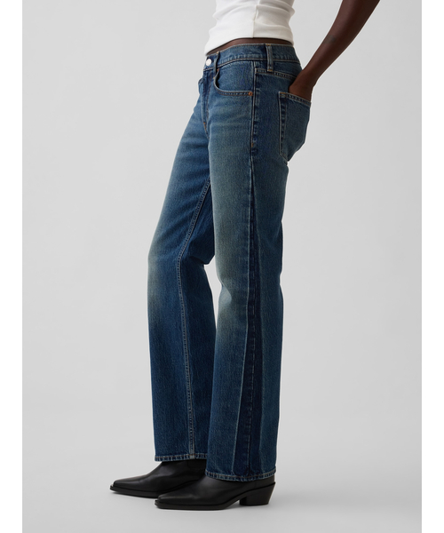 GAP（ギャップ）の「ミッドライズ リラックスフィット ストレートデニム（デニムパンツ・レディース・ダークインディゴブルー・30/29/28/27/26/25/24/23）」の8枚目の写真