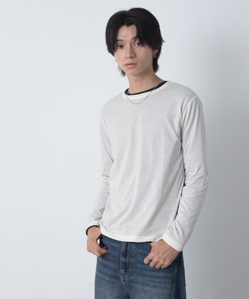 LUCY（ルーシー）の「LUCY/【26年秋冬新作】ルーズネックスラブT(LS)（Tシャツ/カットソー・メンズ・ブラック/ホワイト・MEDIUM/LARGE）」の9枚目の写真