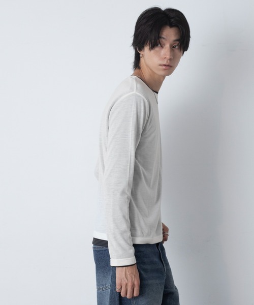 LUCY（ルーシー）の「LUCY/【26年秋冬新作】ルーズネックスラブT(LS)（Tシャツ/カットソー・メンズ・ブラック/ホワイト・MEDIUM/LARGE）」の12枚目の写真