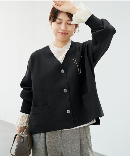 IENA(イエナ)の「《追加5》スーパーファインスムースショートカーディガン(カーディガン/ボレロ・レディース・ブルー系その他/ライトグリーン/チャコールグレー/ブラック・FREE)」の16枚目の写真