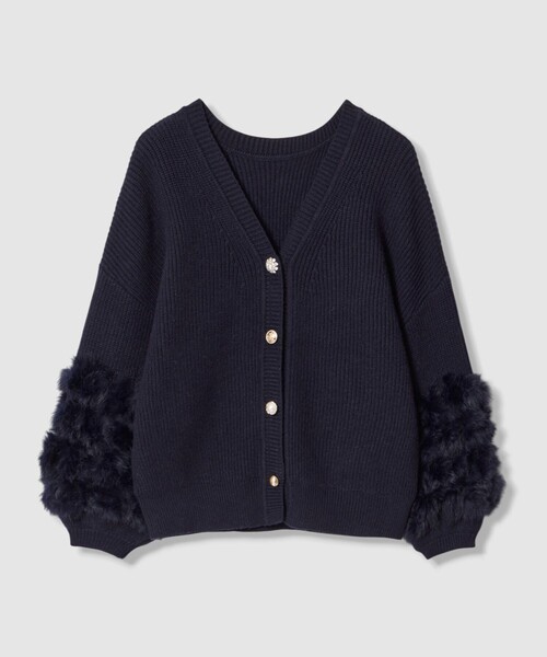 allureville(アルアバイル)の「ラビットカフ片畦2WAY プルオーバー(ニット/セーター・レディース・ネイビー/ブラウン/チャコールグレー・2)」の3枚目の写真
