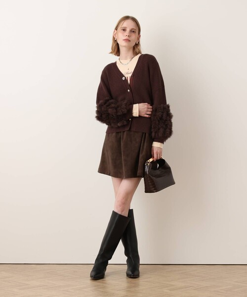 allureville(アルアバイル)の「ラビットカフ片畦2WAY プルオーバー(ニット/セーター・レディース・ネイビー/ブラウン/チャコールグレー・2)」の5枚目の写真