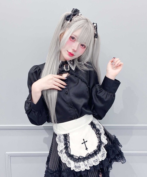 MA*RS(アメーバーマーズ)の「胸開きクロス刺繍ブラウス(シャツ/ブラウス・レディース・ブラック/ホワイト・FREE)」の6枚目の写真