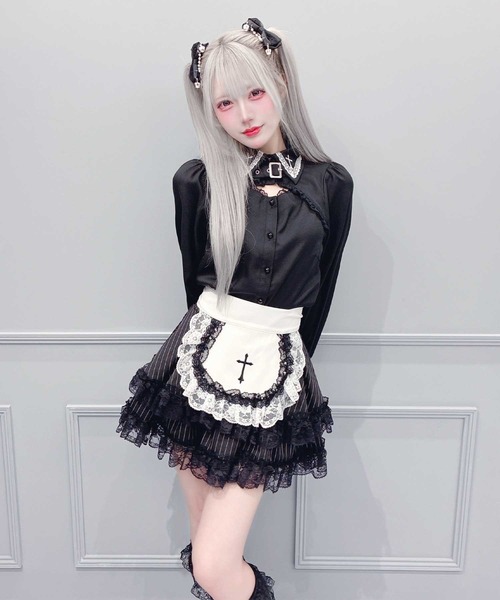 MA*RS(アメーバーマーズ)の「胸開きクロス刺繍ブラウス(シャツ/ブラウス・レディース・ブラック/ホワイト・FREE)」の7枚目の写真
