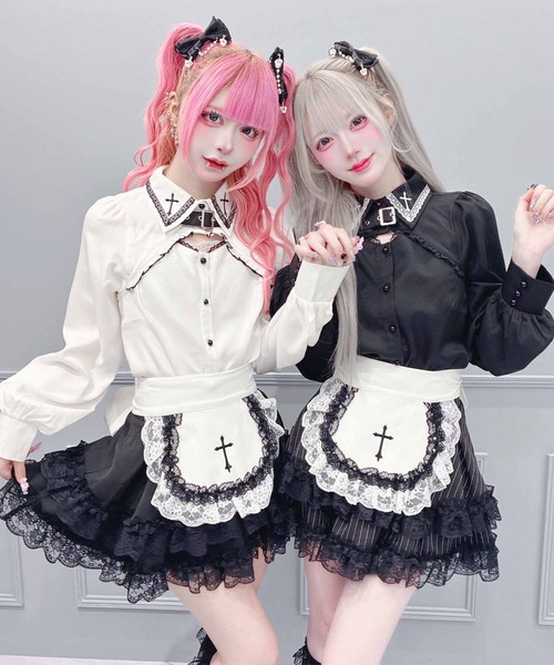 MA*RS(アメーバーマーズ)の「胸開きクロス刺繍ブラウス(シャツ/ブラウス・レディース・ブラック/ホワイト・FREE)」の9枚目の写真
