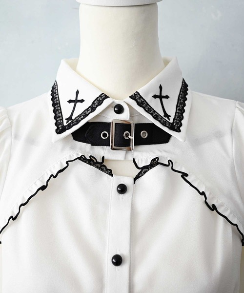 MA*RS(アメーバーマーズ)の「胸開きクロス刺繍ブラウス(シャツ/ブラウス・レディース・ブラック/ホワイト・FREE)」の12枚目の写真