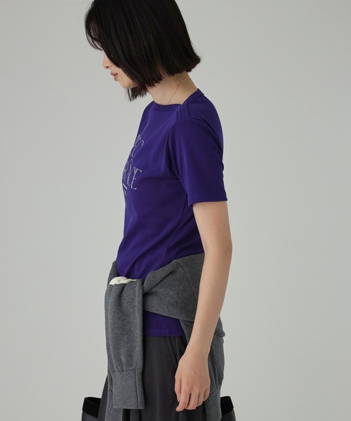 BABYLONE(バビロン)の「【La Hutte】コンパクトロゴTシャツ(Tシャツ/カットソー・レディース・ホワイト/ネイビー・フリー)」の5枚目の写真