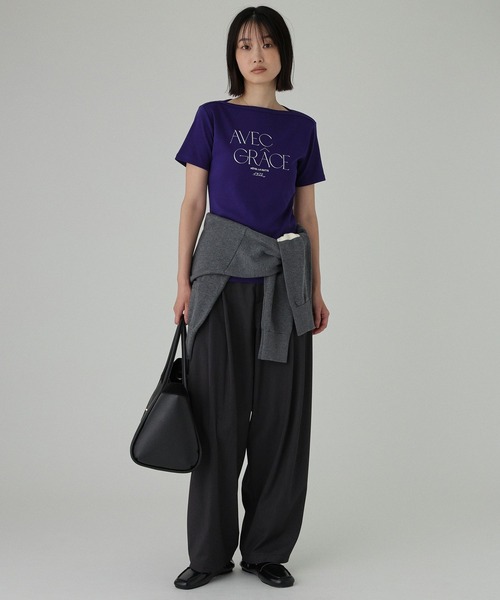BABYLONE(バビロン)の「【La Hutte】コンパクトロゴTシャツ(Tシャツ/カットソー・レディース・ホワイト/ネイビー・フリー)」の8枚目の写真