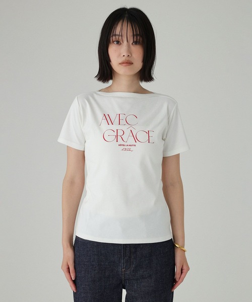 BABYLONE(バビロン)の「【La Hutte】コンパクトロゴTシャツ(Tシャツ/カットソー・レディース・ホワイト/ネイビー・フリー)」の16枚目の写真