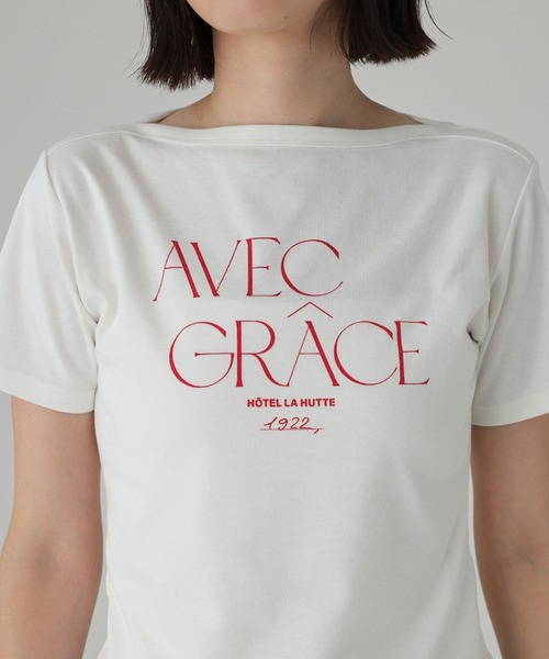BABYLONE(バビロン)の「【La Hutte】コンパクトロゴTシャツ(Tシャツ/カットソー・レディース・ホワイト/ネイビー・フリー)」の19枚目の写真