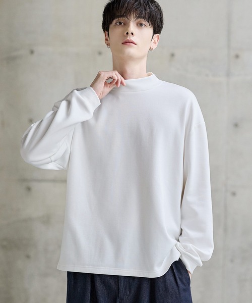 ETELIO(エテリオ)の「【吸湿発熱】機能性ポンチモックネックプルオーバー(Tシャツ/カットソー・メンズ・ブラック/ブラウン/チャコール/ホワイト・XL/L/S/M)」の6枚目の写真
