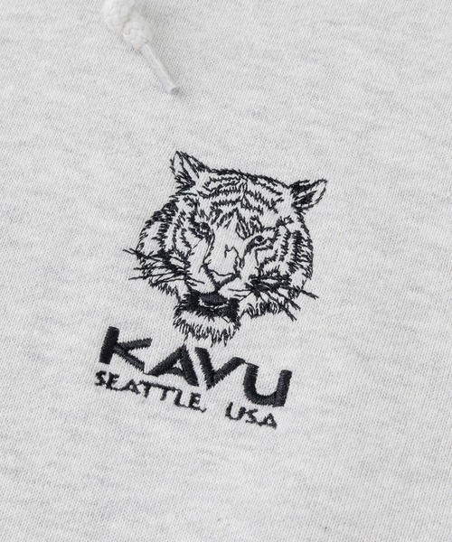 KAVU（カブー）の「KAVU/カブー OP Parka Tiger/ワンポイント パーカー タイガー（パーカー・メンズ・ブラック/ライトグレー/ベージュ・MEDIUM/SMALL/LARGE）」の9枚目の写真
