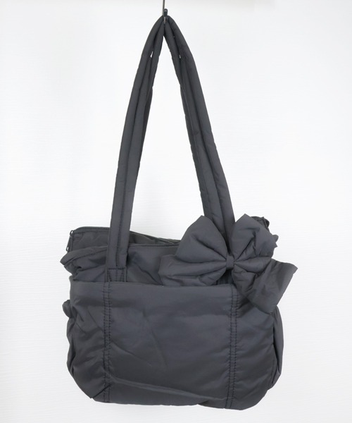 Alum'（アルム）の「Puff Ribbon Tote Bag/パフリボントートバッグ（トートバッグ・レディース・ピンク/ブラック・FREE）」の3枚目の写真