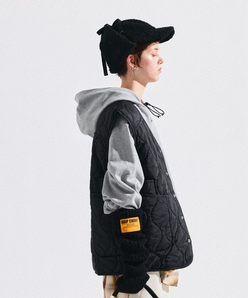 GRIP SWANY(グリップスワニー)の「【GSWCT‐292】 TUCKED SLEEVE SLIT HOODIE(スウェット・レディース・ヘザーグレー/ブラック・FREE)」の10枚目の写真