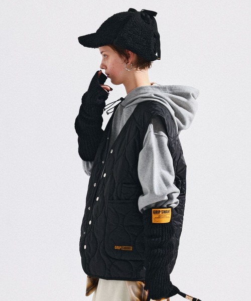 GRIP SWANY(グリップスワニー)の「【GSWCT‐292】 TUCKED SLEEVE SLIT HOODIE(スウェット・レディース・ヘザーグレー/ブラック・FREE)」の9枚目の写真