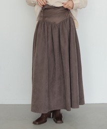 【CLEIO】スウェードライク切替えギャザースカート SUEDE-LIKE SWITCHING GATHER SKIRT