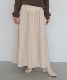 【CLEIO】スウェードライク切替えギャザースカート SUEDE-LIKE SWITCHING GATHER SKIRT